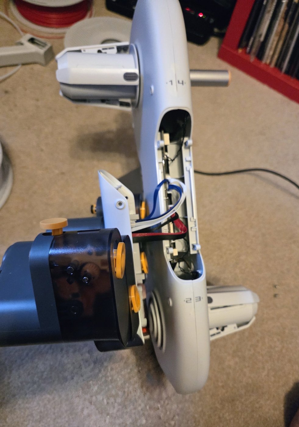 AMS Lite opened with wiring and feeder exposed